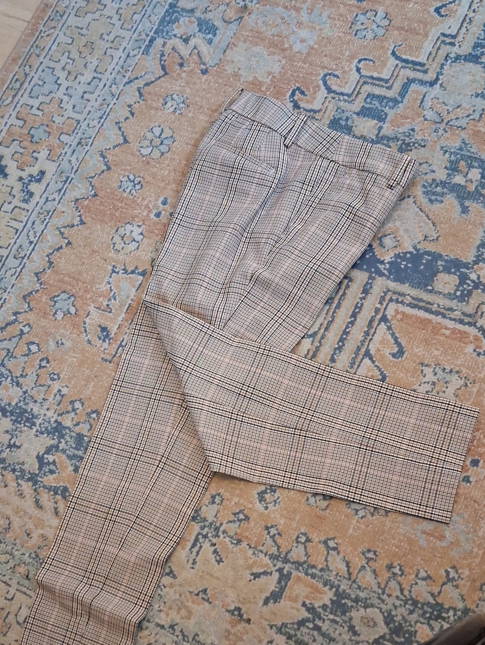 NWOT Talbots Plaid Stretch Pencil Pants in Beige/Black - Tailored Fit 8p